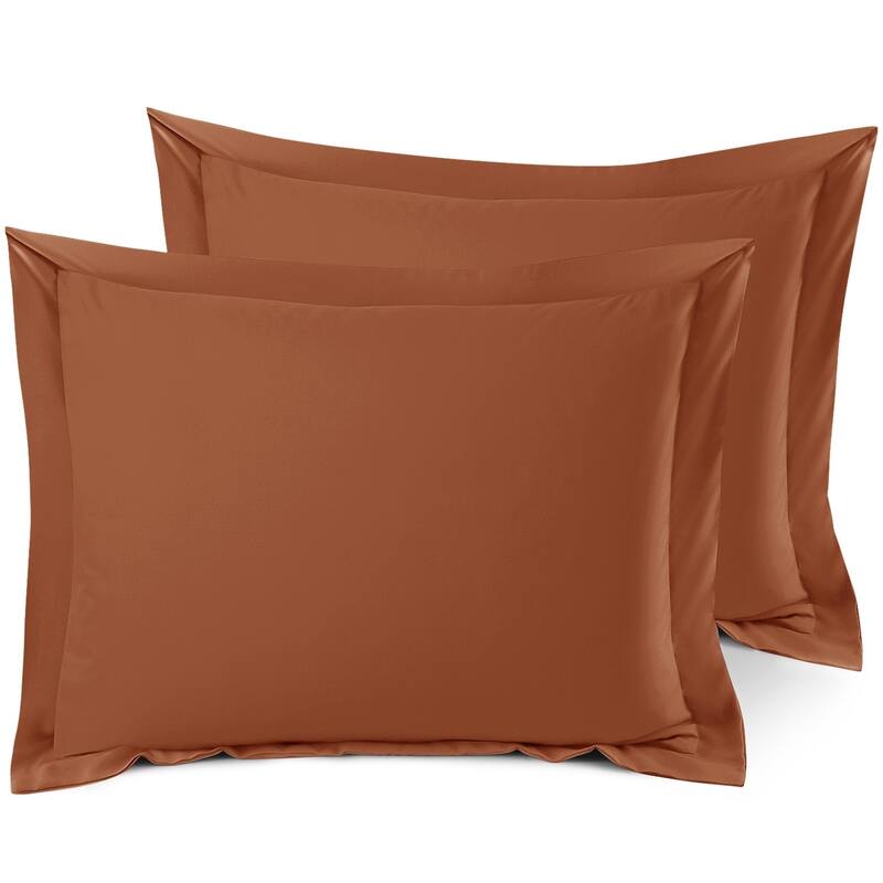 Nestl Soft Double Brushed Microfiber Pillow Shams - Set of 2 - Standard 20" x 26" - Rust Sienna