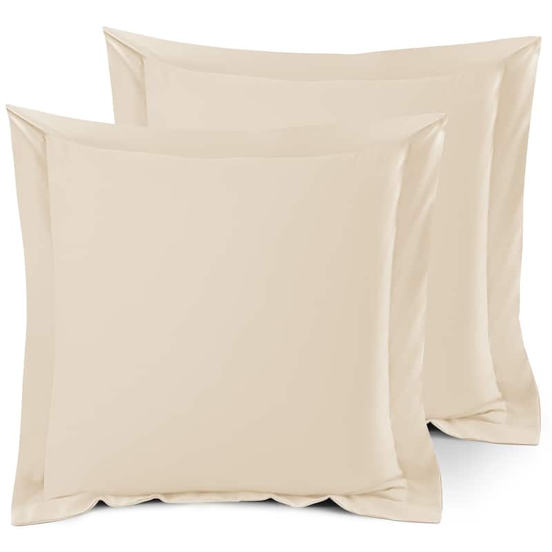 Nestl Soft Double Brushed Microfiber Pillow Shams - Set of 2 - Euro 26" x 26" - Beige Cream