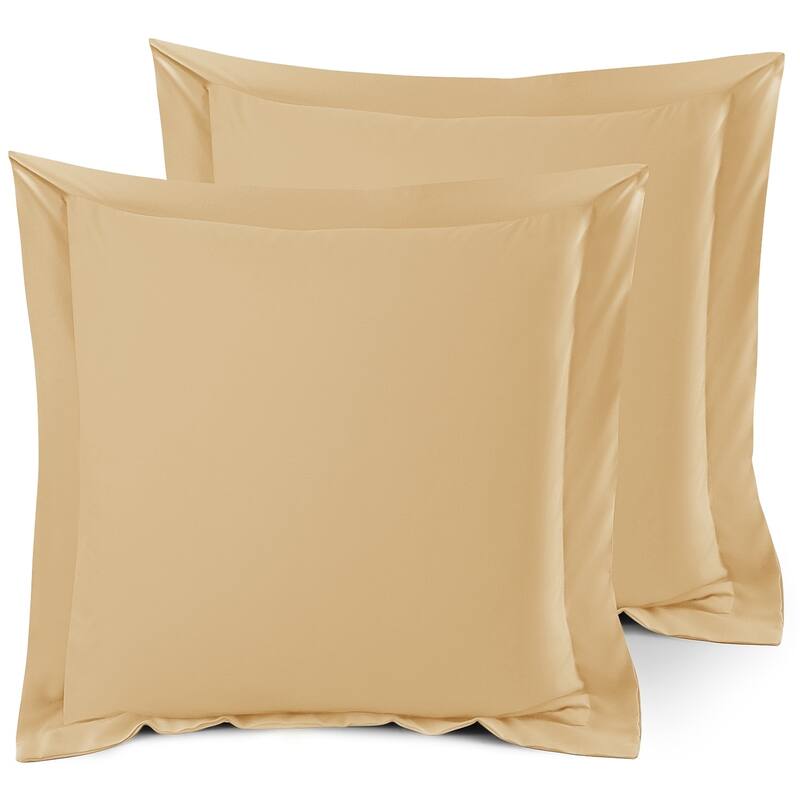 Nestl Soft Double Brushed Microfiber Pillow Shams - Set of 2 - Euro 26" x 26" - Camel Gold