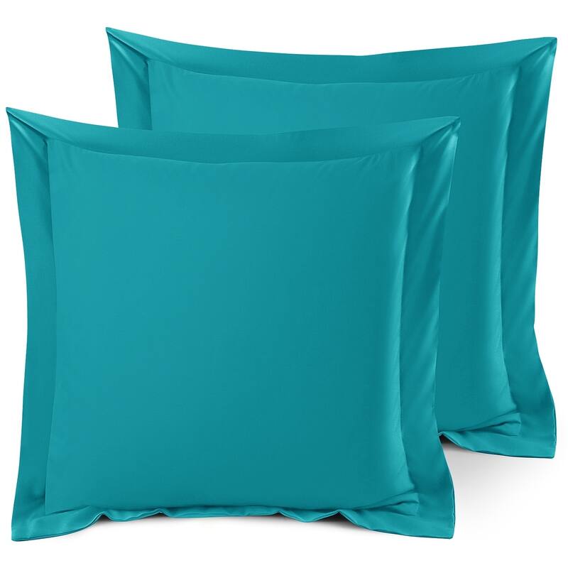 Nestl Soft Double Brushed Microfiber Pillow Shams - Set of 2 - Euro 26" x 26" - Teal