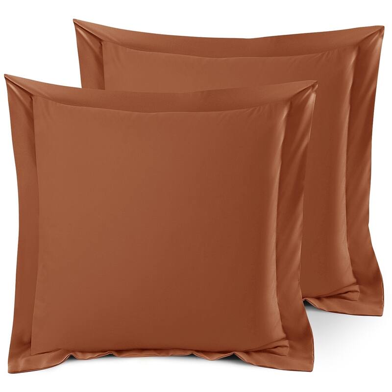 Nestl Soft Double Brushed Microfiber Pillow Shams - Set of 2 - Euro 26" x 26" - Rust Sienna