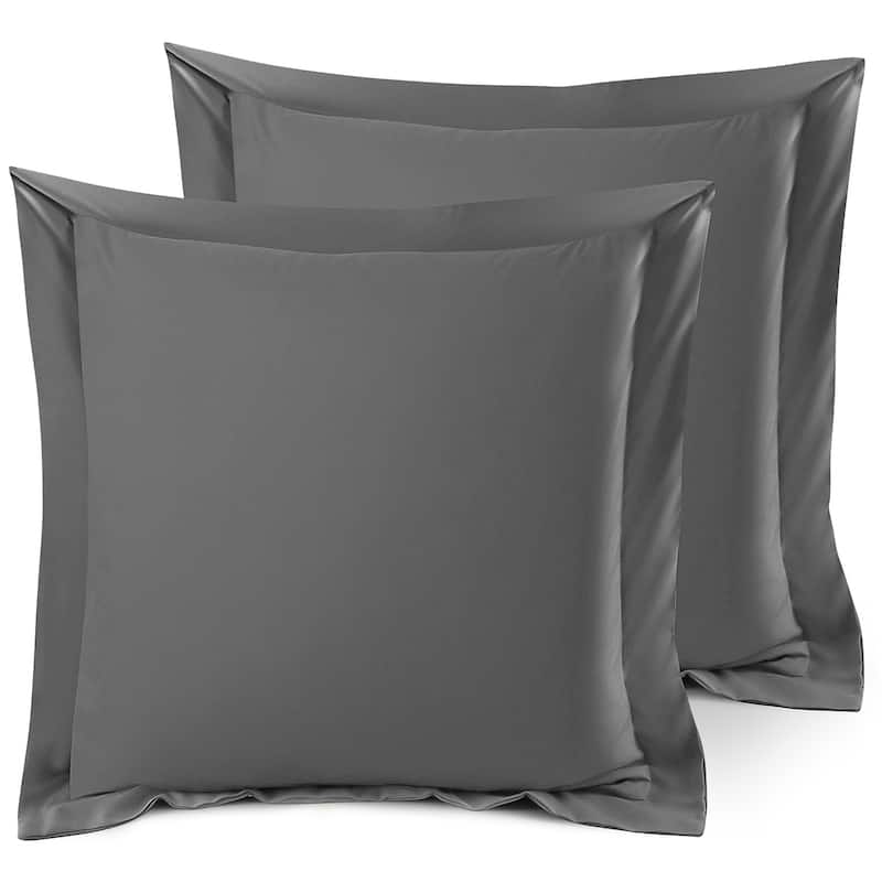 Nestl Soft Double Brushed Microfiber Pillow Shams - Set of 2 - Euro 26" x 26" - Charcoal Stone Gray
