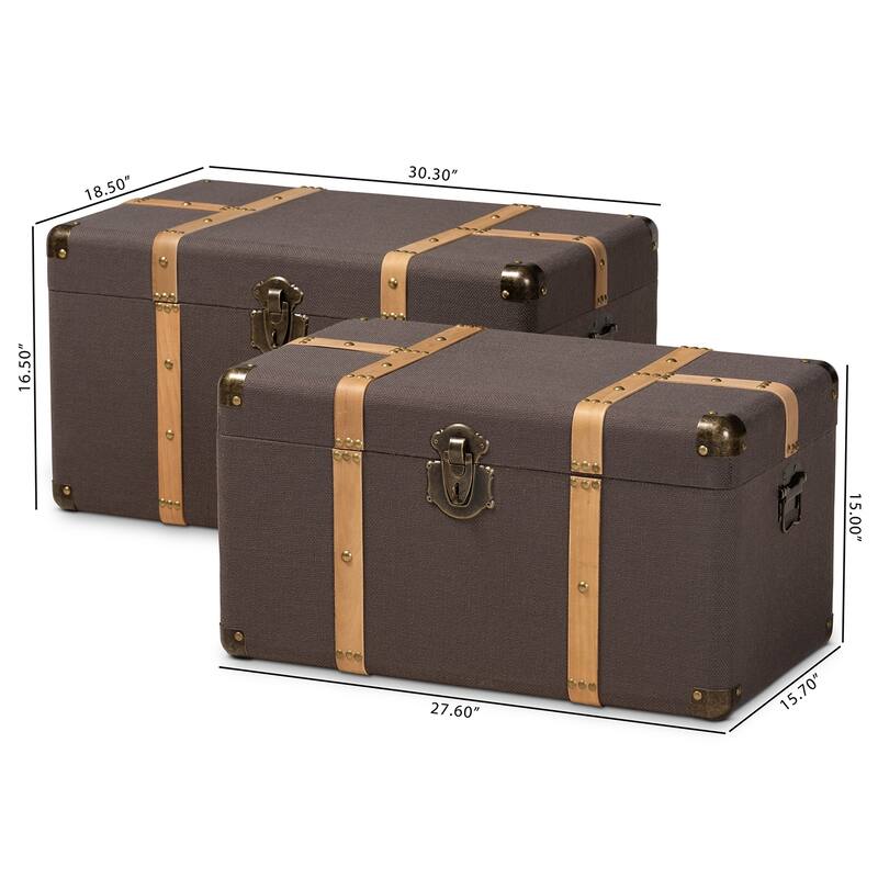 Carbon Loft Schaca Modern and Contemporary Transitional 2-piece Storage Trunk Set