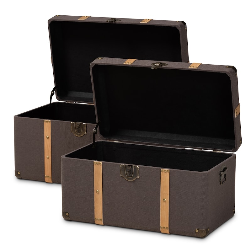 Carbon Loft Schaca Modern and Contemporary Transitional 2-piece Storage Trunk Set