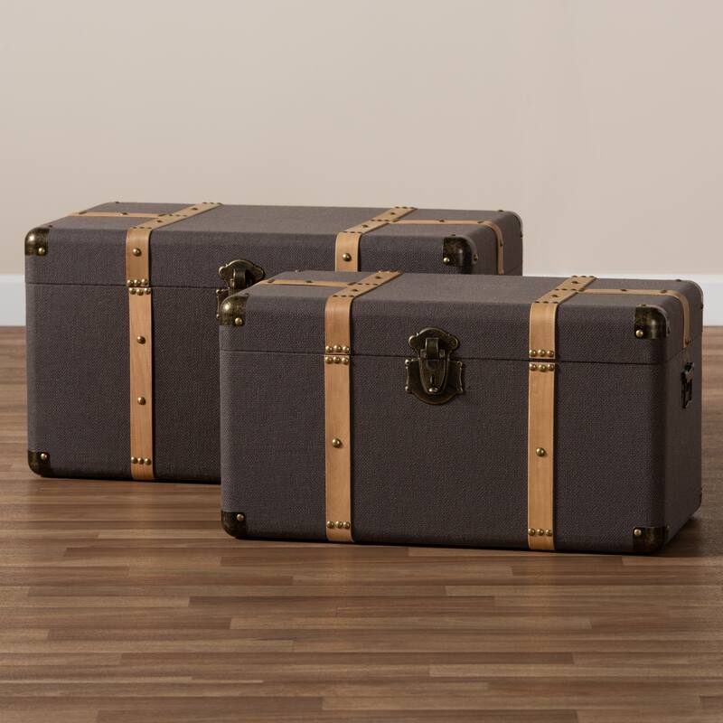 Carbon Loft Schaca Modern and Contemporary Transitional 2-piece Storage Trunk Set
