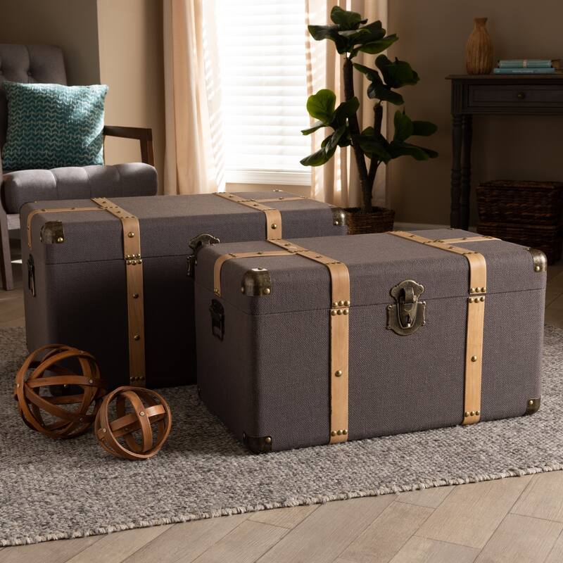 Carbon Loft Schaca Modern and Contemporary Transitional 2-piece Storage Trunk Set