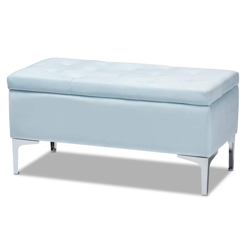 Porch & Den De Luna Tufted Upholstered Storage Ottoman - Blue