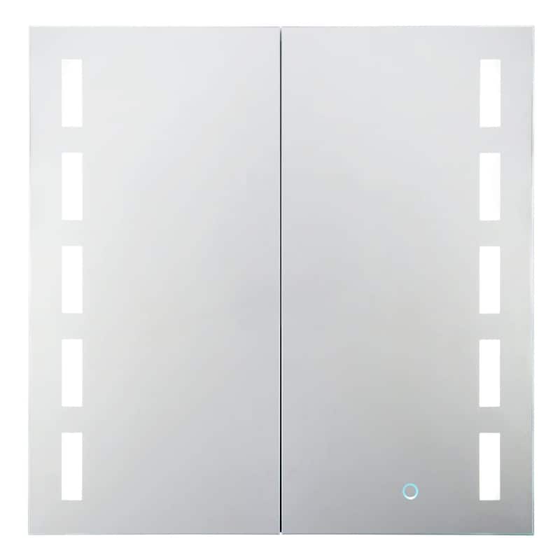 Bathroom Medicine Cabinet, Aluminum, Recessed/Surface Mount, Mirrored Interior w/LED