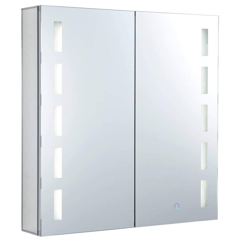 Bathroom Medicine Cabinet, Aluminum, Recessed/Surface Mount, Mirrored Interior w/LED - 30 x 30