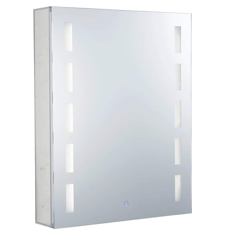 Bathroom Medicine Cabinet, Aluminum, Recessed/Surface Mount, Mirrored Interior w/LED
