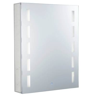 Bathroom Medicine Cabinet, Aluminum, Recessed/Surface Mount, Mirrored Interior w/LED