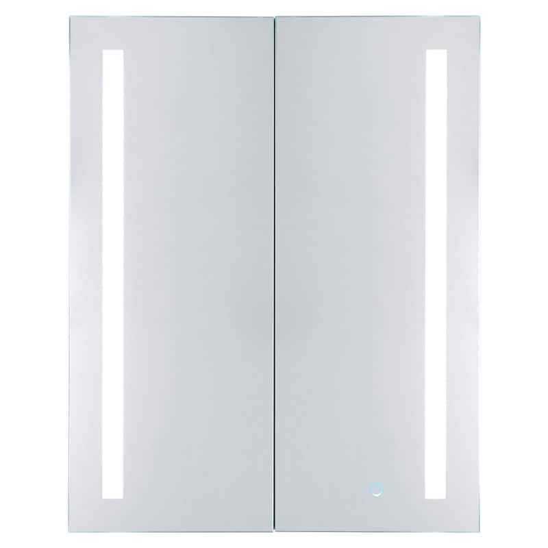Bathroom Medicine Cabinet, Aluminum, Recessed/Surface Mount, Mirrored Interior w/LED