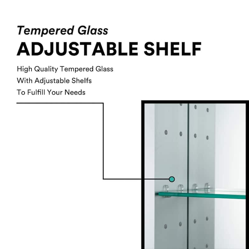 Bathroom Medicine Cabinet, Aluminum, Recessed/Surface Mount, Mirrored Interior w/LED