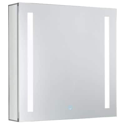 Bathroom Medicine Cabinet, Aluminum, Recessed/Surface Mount, Mirrored Interior w/LED