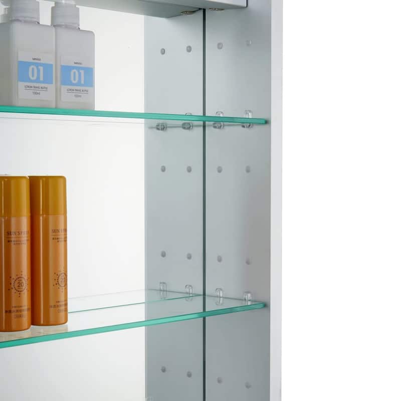 Bathroom Medicine Cabinet, Aluminum, Recessed/Surface Mount, Mirrored Interior w/LED