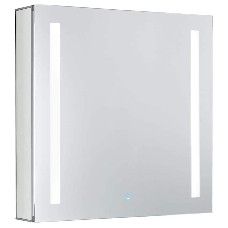 Bathroom Medicine Cabinet, Aluminum, Recessed/Surface Mount, Mirrored Interior w/LED