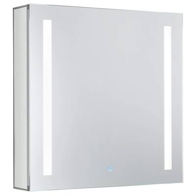 Bathroom Medicine Cabinet, Aluminum, Recessed/Surface Mount, Mirrored Interior w/LED