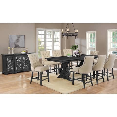 Best Quality Furniture Counter Height Dining Sets with Tufted Backrest Upholstered Counter Height Chairs and Server