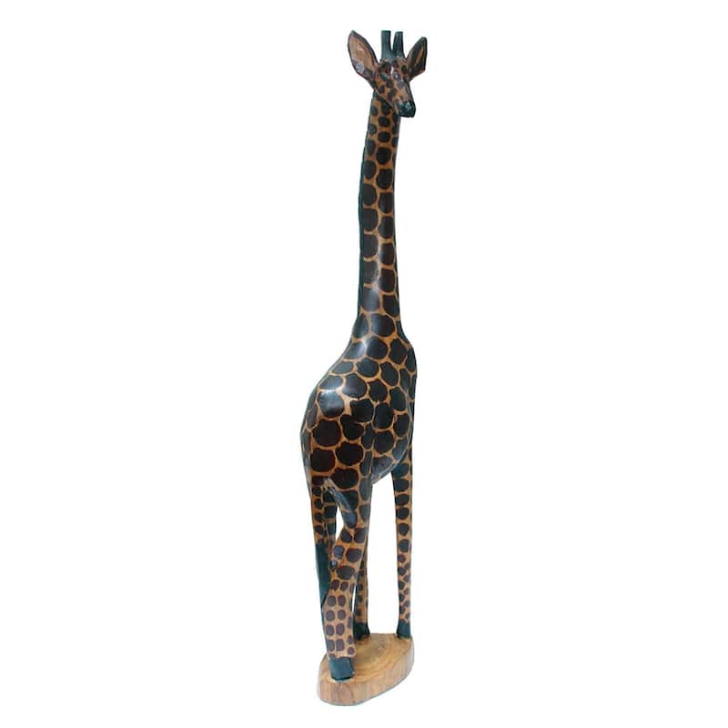 Handcarved Wooden Giraffe Statue - 24 inches