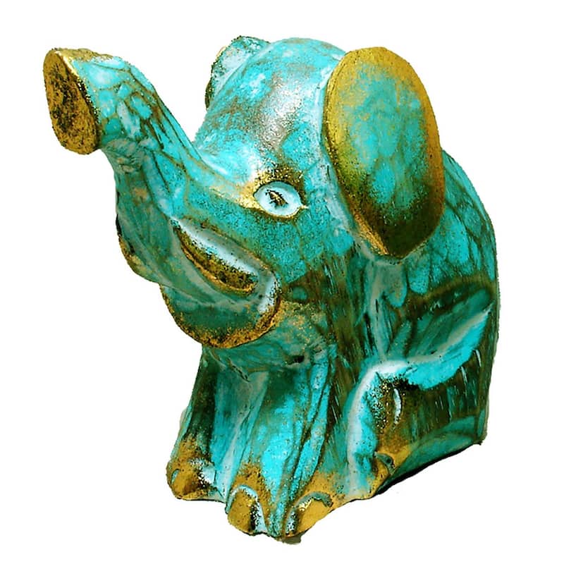 Colorful Sitting Elephant Statue - 4 inches - Green