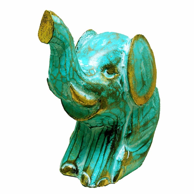 Colorful Sitting Elephant Statue - 6 inches - Green