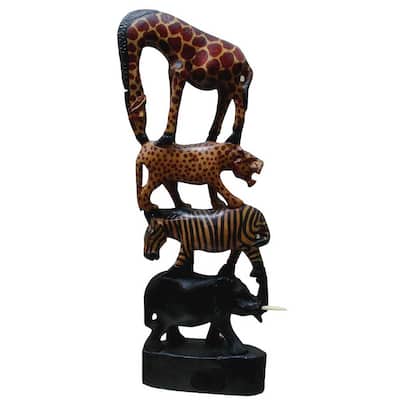 Handmade Stacked Animals Column - 24 inches
