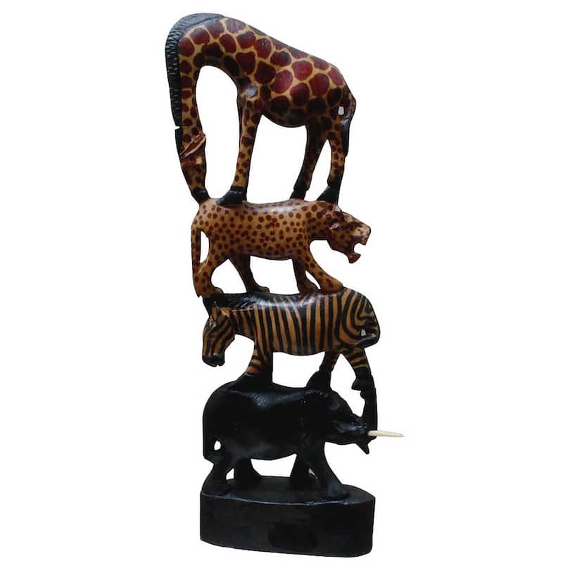 Handmade Stacked Animals Column - 24 inches