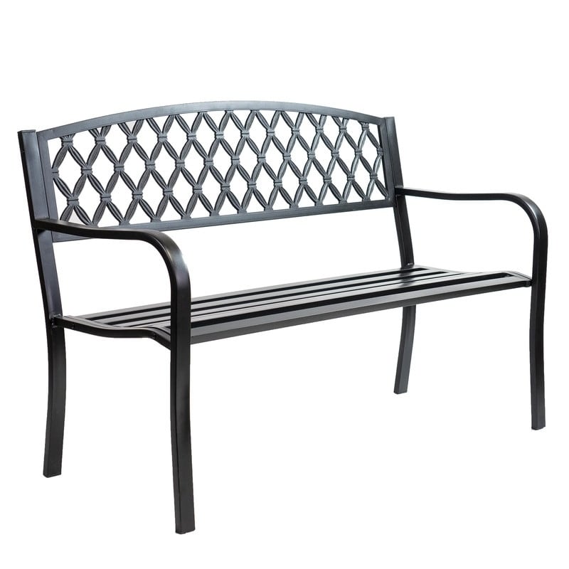 outdoor bench black metal