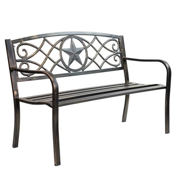 slide 2 of 5, Sun-Ray Lone Star Metal Park Bench - Bronze