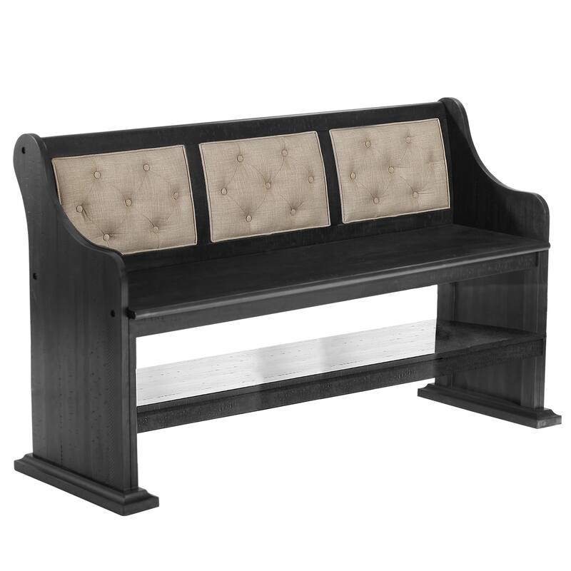 Best Quality Furniture Tufted Backrest Upholstered Counter Height Dining Bench (Single) - Beige