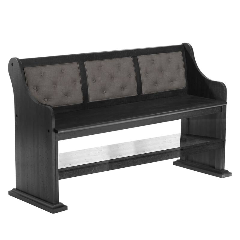 Best Quality Furniture Tufted Backrest Upholstered Counter Height Dining Bench (Single) - Dark Grey