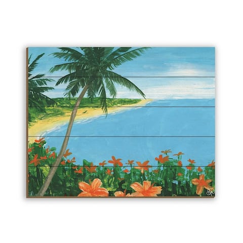 Kathy Ireland Oahu Island Tropical Paradise on Planked Wood Wall Art Print