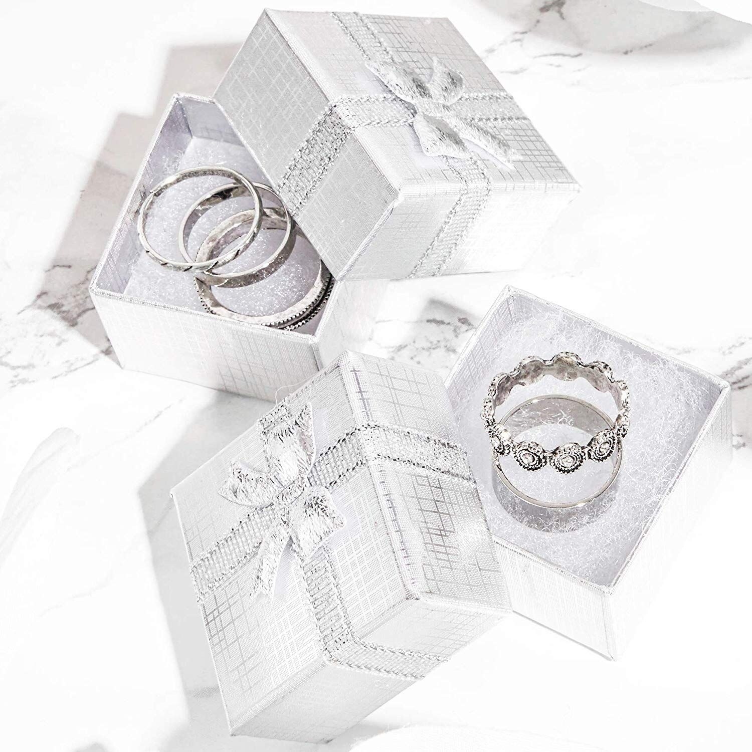 12x Paper Gift Box For Ring Earring Necklace Jewelry Storage Case with Bow-knot