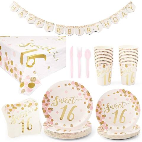 Serves 24 Sweet 16 Birthday Party Supplies and Decorations for Girls Kids