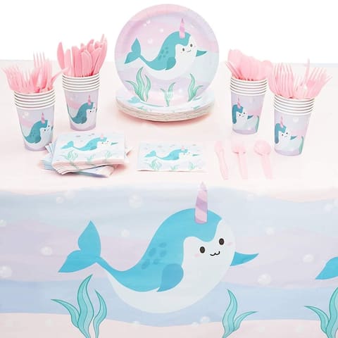 Serves 24 Narwhal Birthday Party Supplies Decorations for Kids Boys Girls
