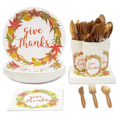 Serves 24 Thanksgiving Give Thanks Theme Party Supplies for Kids Adults
