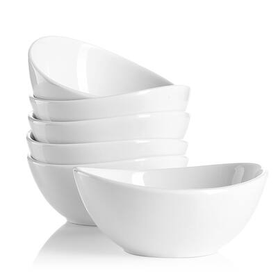 Sweese Porcelain Bowls - 10 Ounce - Set of 6, White