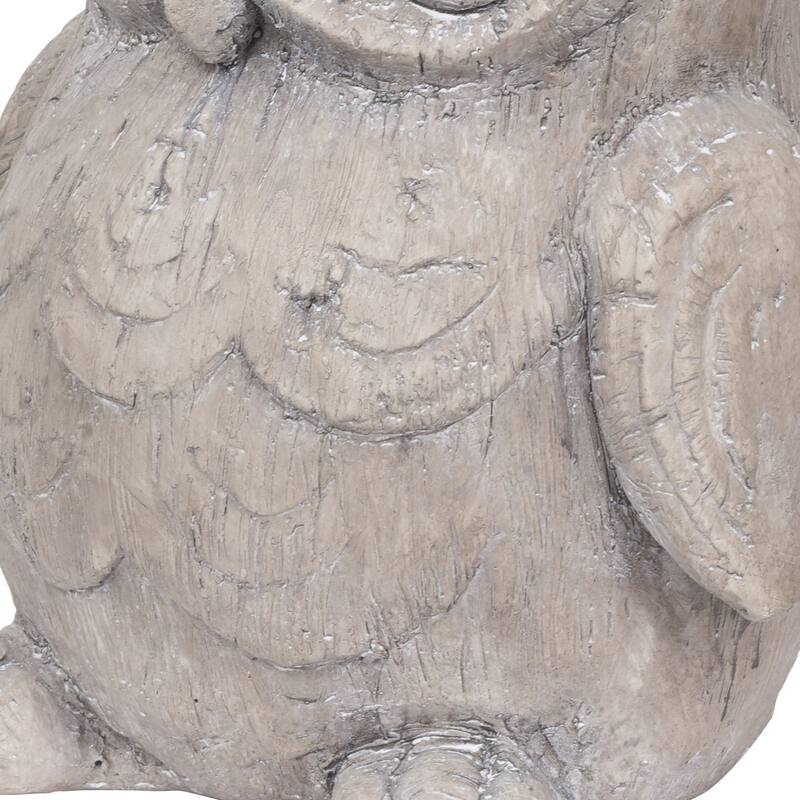 Antique Styled Raw Textured Polyresin Owl Head Planter, Gray