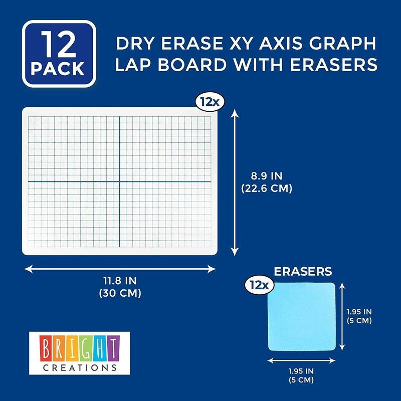 12 Packs Dry Erase XY Axis Graph Lap Board with Erasers, Double Sided