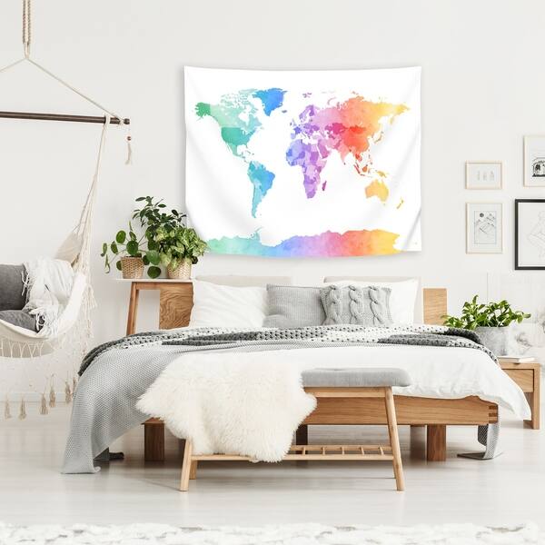 Watercolor Map Of The World Map New 3 - Bed Bath & Beyond - 31025066