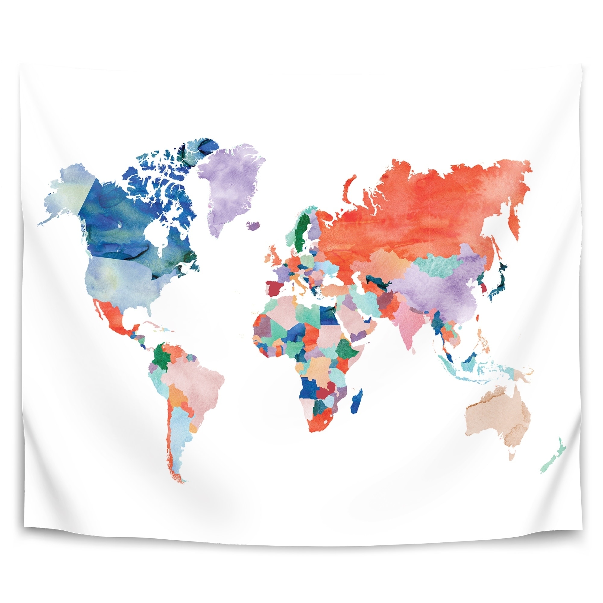 Watercolor world map online tapestry