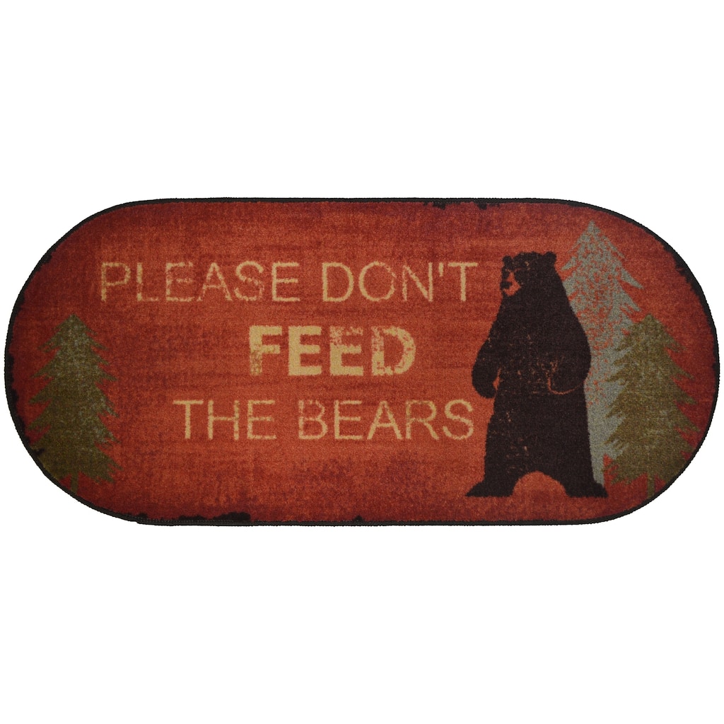 Cozy Cabin Don't Feed the Bears Accent Rug 20"x44" Oval - 1'8" x 3'8"
