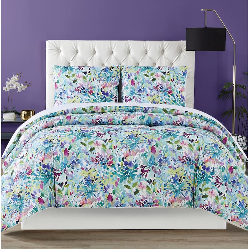 Christian Siriano NY® Dahlia Watercolor Floral 3 Piece Comforter Set - Queen