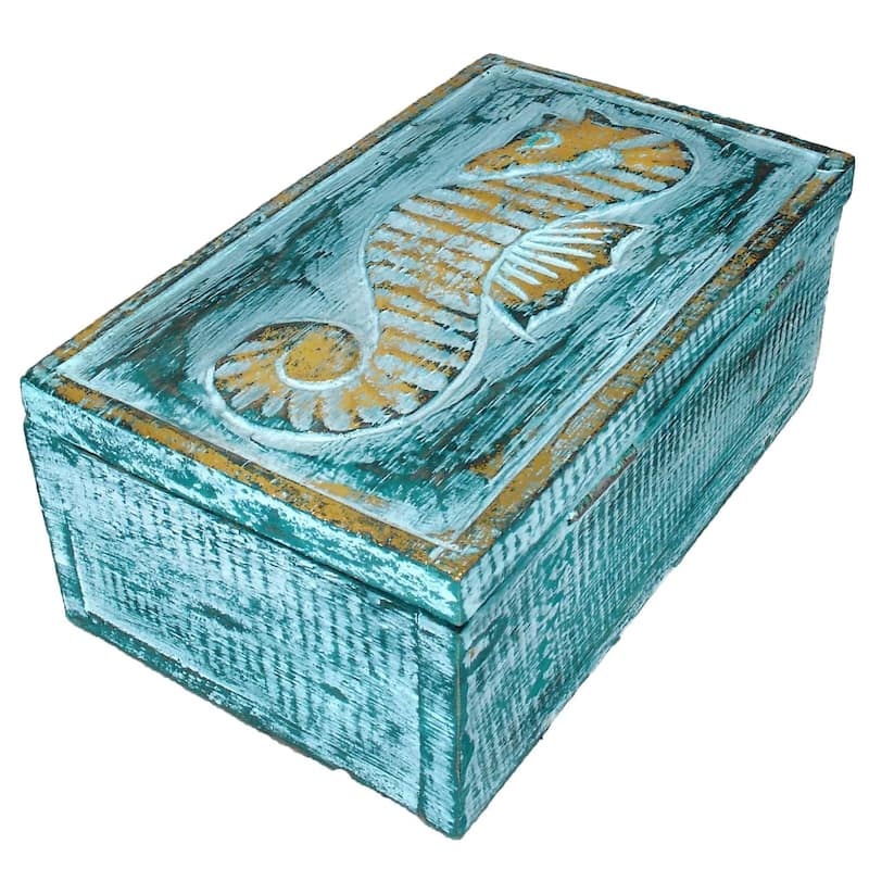The Curated Nomad Bali Sweet Seahorses 2-piece Wooden Box Set