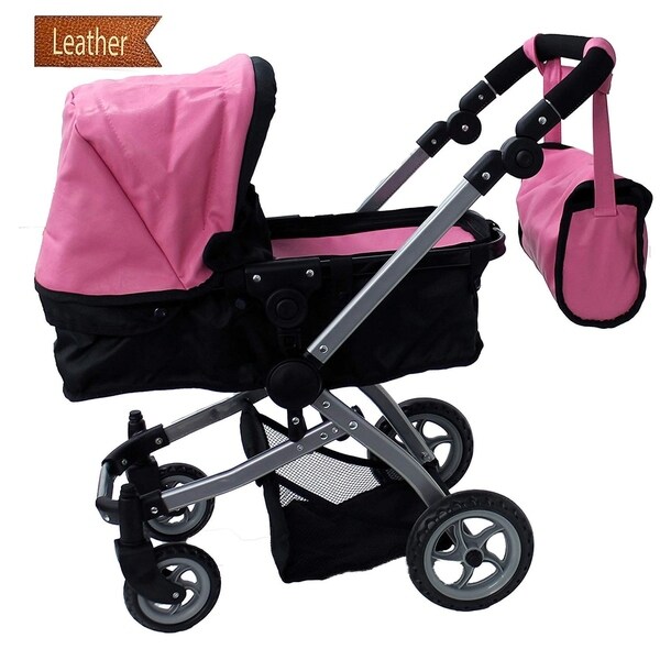 pink leather stroller