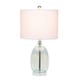 Lalia Home Oval Glass Table Lamp with White Drum Shade, Clear Blue ...