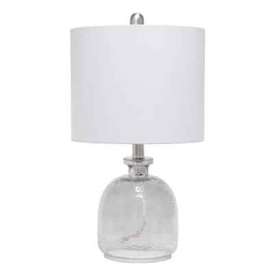 Lalia Home Smokey Hammered Glass Jar Table Lamp with White Linen Shade - 7L x 7W x 13.5H