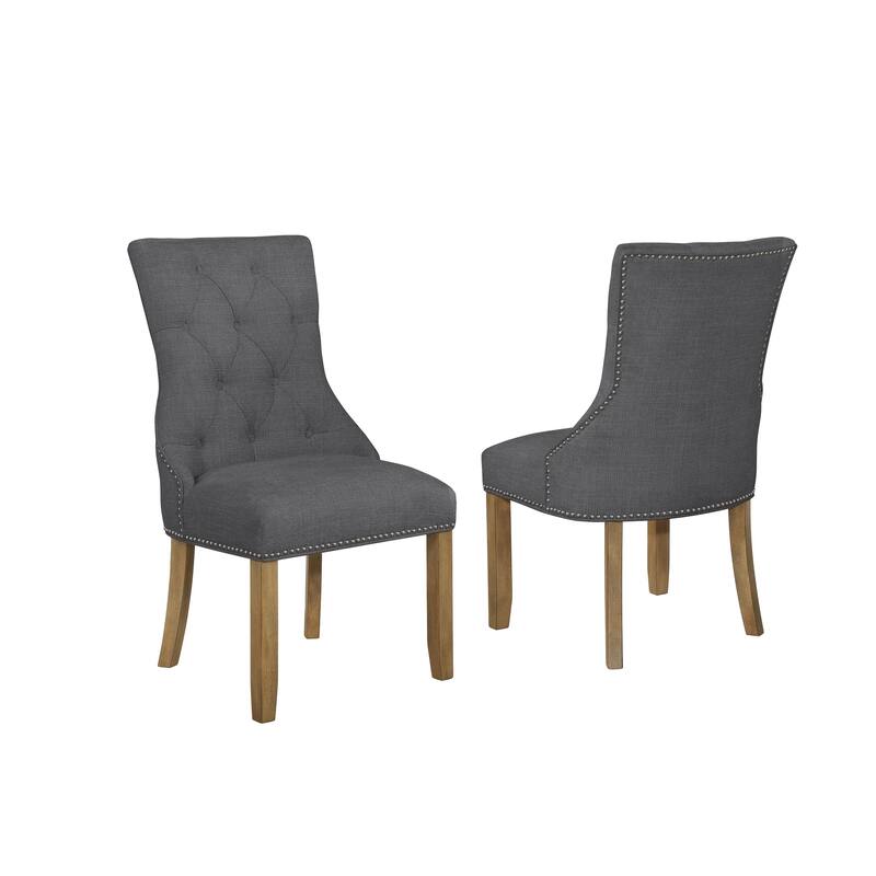 Best Quality Furniture Linen-Upholstered Tufted Dining Chair - N/A - Grey