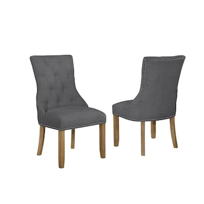 Best Quality Furniture Linen-Upholstered Tufted Dining Chair - N/A
