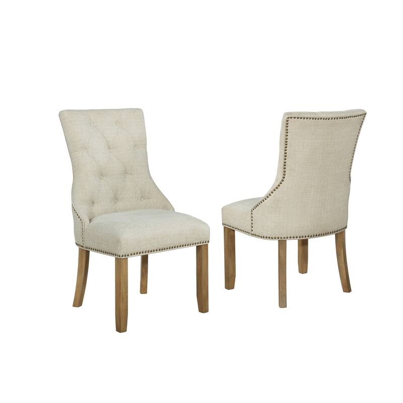 Best Quality Furniture Linen-Upholstered Tufted Dining Chair - N/A - Beige